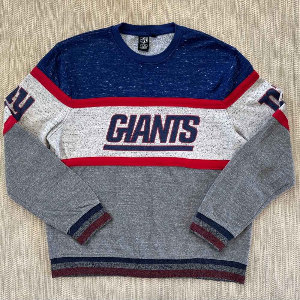NFL Team Apparel NY Giants‎ red blue gray long sleeve crew neck sweatshirt men L